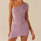 Women Knitted Bodycon Short Mini Dresses Sleeveless One Shoulder Cutout Wrapped Casual Party Summer Spring Dress