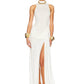 Summer Split Maxi Tank Dress Women Gown Fashion Solid Elegant High Waist Ruched Slim Evening Club Party Long Dress