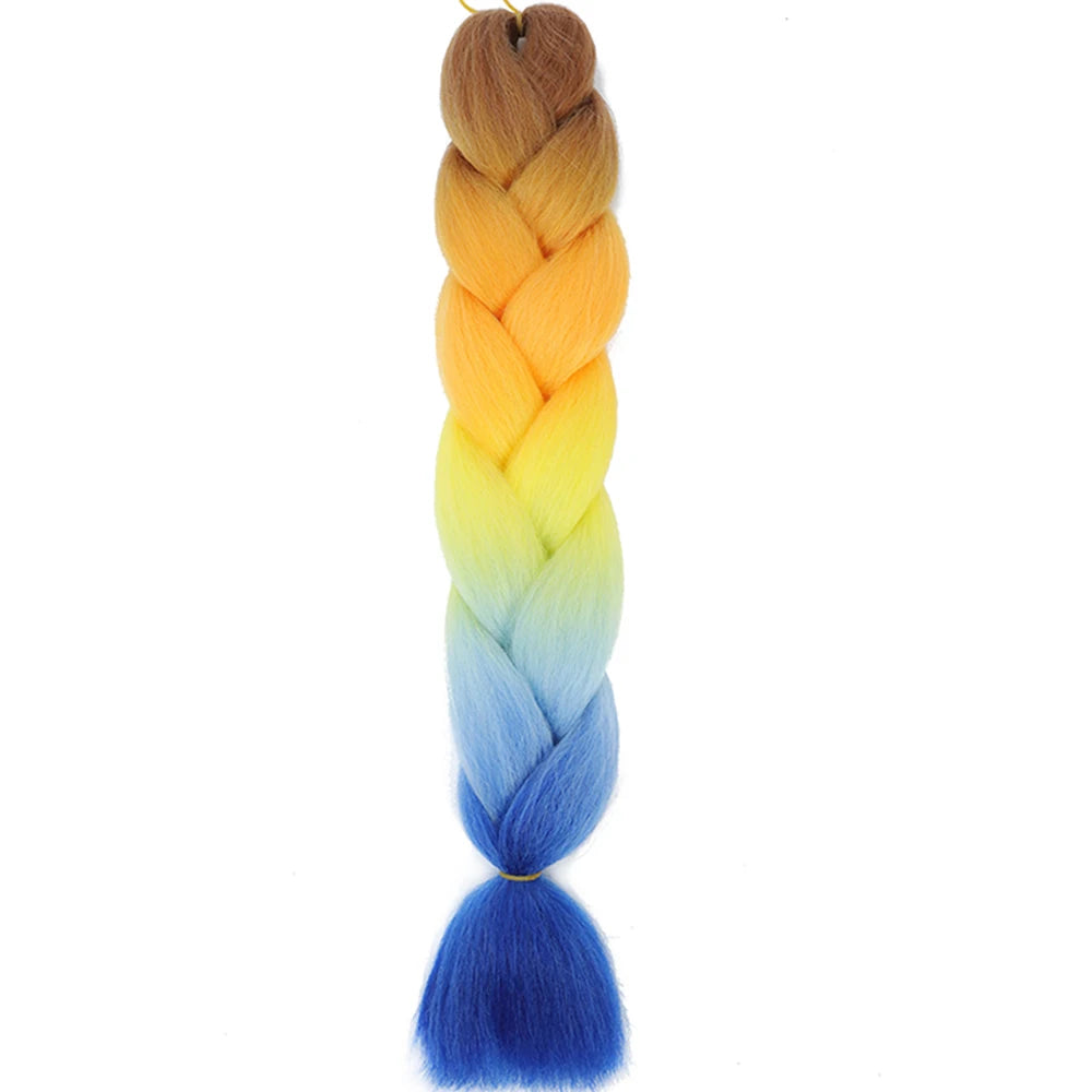 24 Inch Jumbo Box Braids Extensions Synthetic Braiding Hair DIY Hair Braids For Children Pink Purple Yellow Gray