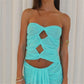 Women Rhinestones Tube Tops Shimmer Twist Cutout Ruched Off-Shoulder Bandeau Backless Shirts Summer Y2K Streetwear