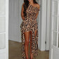 Fashion Tiger Stripe Print Dress Women Slash Neck Bandage Tassels Folds Sexy Beach Party Midnight Coquett Mini Bodycon