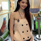 Chest Wrap Double-Breasted Tank Tops Women Square Decoration Classic Music Festival High Street Summer New Trend Outfit
