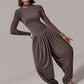 Long Sleeve Draped Sexy Jumpsuit Women Overalls Autumn Winter New Patchwork Solid Turtleneck High Waist Slim Jumpsuis