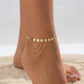Boho Vintage Tassel Link Pendant Anklets for Women Summer Beach Barefoot Simple Sequin Chain Ankle Foot Jewelry Gift