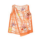 Women's Grid Fruit Cake Print Sleeveless Cami Top, Asymmetrical Hem Loose Chiffon Tank for Daily