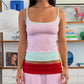 Contrast Trim Color Block Cami Top Women Spaghetti Strap Square Neck Slim Fit Retro Y2K Sleeveless Layered Tank Top
