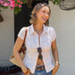 Fitted Button Up Shirt Plaid Print Short Sleeve Tops Y2k Vintage Summer Clothing for Woman 2026