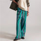 Bohemian Striped Wide Leg Pants Women Elastic Waist Casual Loose Fit Trousers Colorful Striped Beach Pants For Summer