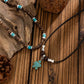 2Pcs/Set Vintage Sea Turtle Pendant Necklace Men Ethnic Style Multi Layer Stackable Stone Wooden Beaded Choker Jewelry