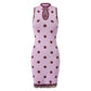 Knit Polka Dot Bodycon Mini Dress Women Sleeveless Halter Qipao Collar Keyhole Cutout Lace Hem Slim Short Pencil Dress