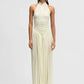Halter Jumpsuits Women Ruched Sleeveless Backless Bodysuit Pleated Wide Leg Palazzo Pants Evening Party Flowy Overalls
