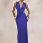 Women Deep V Neck Sleeveless Sexy Maxi Dress Wrap Ruched Bodycon Long Dress Elegant Evening Club Party Formal Gown