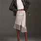 Women Lace Satin Midi Skirt Y2K Lace Trim Silk Half Slip Skirt High Waist A Line Long Underskirt Going Out Streetwear