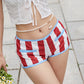 Retro Y2K Women Vertical Striped Low Rise Hot Pants Contrast Color Edge Fake Pockets Front Zip Slim Fit Mini Shorts