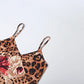Patchwork Colorful Leopard Print Dress Women Fashion Hottie Irregular Hem Low-Neck Trend Wild Vacation Party Clubwear