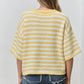 Women Contrast Stripe Plush Mohair Knit Cardigan Round Neck Button Front Half Sleeve Loose Fit Cropped Knit Jacket Fall