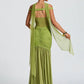 Off-shoulder Backless Sexy Maxi Dress Women Gown Halter Sleeveless Backless Thigh High Split Club Party Long Dress
