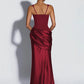 Women Mermaid Maxi Dress Square Neck Sleeveless Ruched Bodycon Long Dress Evening Party Formal Wedding Guest Dresses