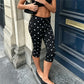 Women's Low Waist Polka Dot Capri Pants Slim Fit Cropped Leggings Casual Y2K Streetwear Summer Bodycon Trousers