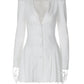 Women's Summer Solid Color Sexy Deep V Mini Dress Single Breasted  Long Sleeves Ruffled Edge Elegant Bodycon Dresses