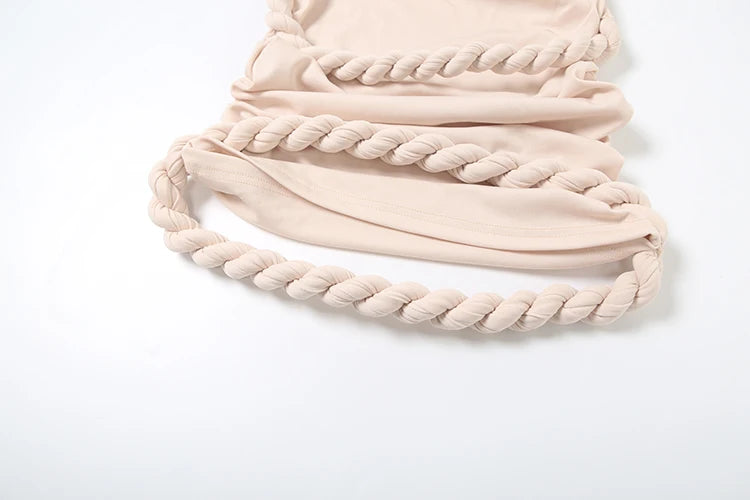 Plait Patchwor Dress Women Elegant Skinny Y2K Chic Strapless Summer Trend Sweet Birthday Party Street Mini Bodycon