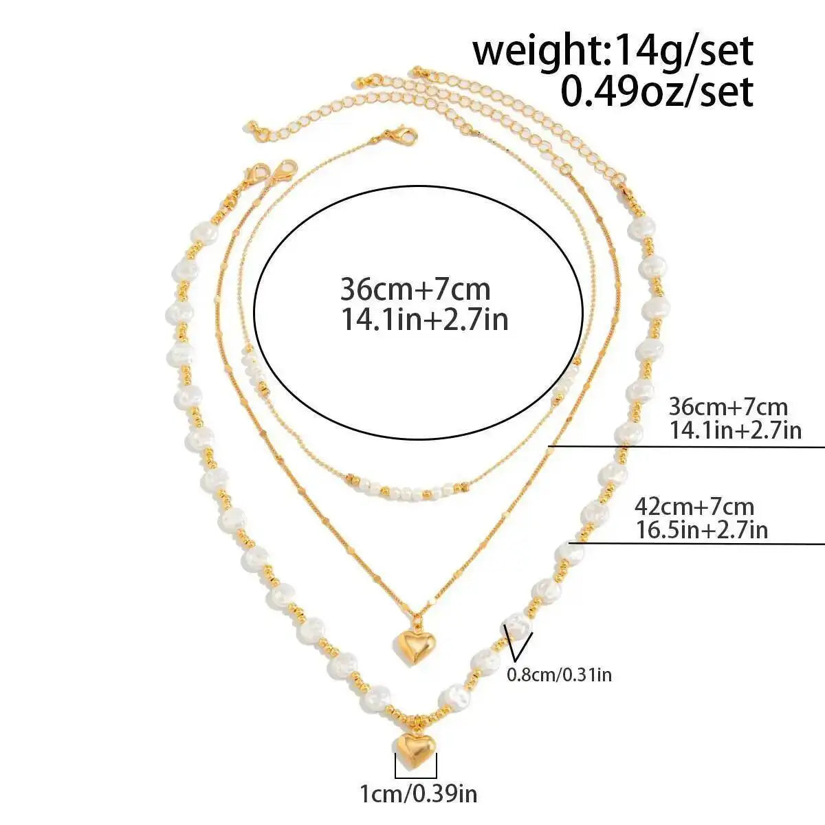 Elegant Multilayer Imitation Pearl Heart Pendant Necklace for Women Y2K Style Metal Clavicle Chain Jewelry Accessory