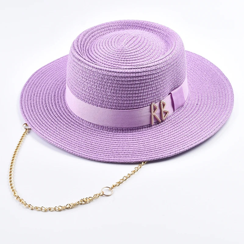 Straw Hats for Women Ribbon Decoration Elegant Ladies Party Dress Hats Travel Beach Sun Hat Chapeau Femme
