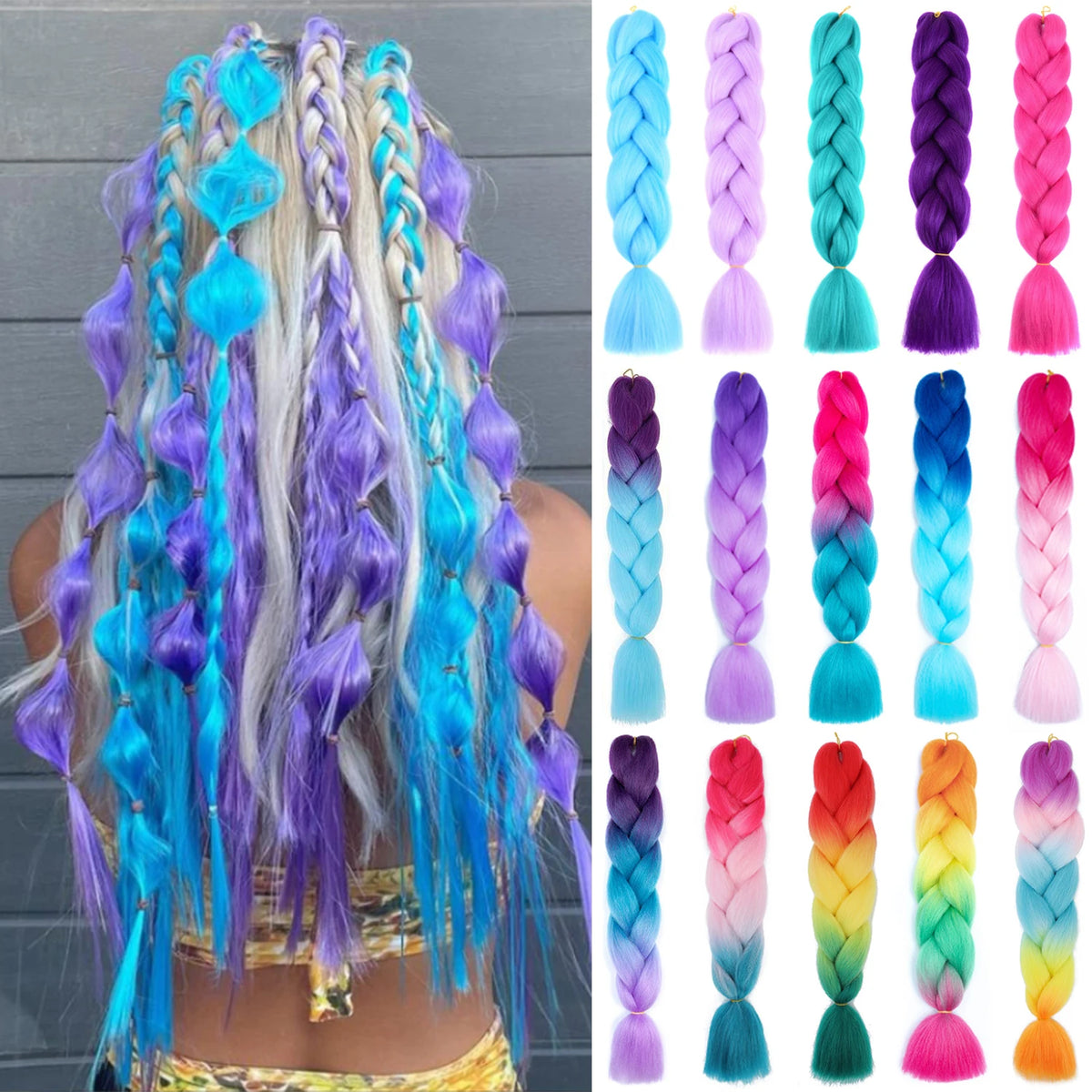 24 Inch Jumbo Braids Extensions Synthetic Braiding Hair Afro Ombre Color kanekalon Hair for Children Braid
