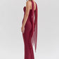 Wine Red Sexy Two Piece Sets Women Neckerchief Strapless Crop Tops And Maxi Skirt Sets Club Party Skirt Two Piece Sets