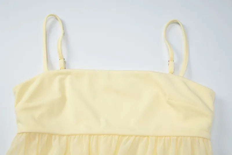 See Through Mesh Patchwork Sexy Summer Dresses for Woman 2026 Fashion Spaghetti Strap Mini Dress