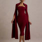 Cape Long Sleeve Sexy Midi Dress For Women Autumn Winter New Square Collar Back Slit Bodycon Club Party Long Dress