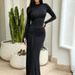 Ruched Elegant Dress Woman Autumn Trend O-Neck Full Sleeve Shape Waist Skinny Stretch Daily Casual Style Long Bodycon