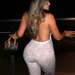 Serpentine Print Jumpsuits Women Irregular Hollow Halter Low-Neck Ruched Knot Backless Skinny Peach Buttocks Overalls