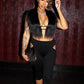 Furry Sexy 2 Piece Set Women Tracksuit Backless Tank Tops+High Waist Hollow Bike Shorts Nightclub Matching Outfits