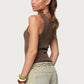 Y2K Sequin Knit Tank Top Vintage Women Square Neck Sheer See THrough Crop Top Summer Camisole Rave Party Clubwear