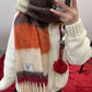 Retro Plaid Striped Plush Scarf for Women