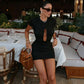 Cut Out Backless Ruched Mini Dress Sexy White Bodycon Dresses Woman 2026 Summer Clothes