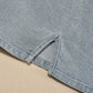 Denim Halter Mini Dress Women Sexy Adjustable Scarf Sleeveless Hollow Split Hem Backless Evening Party Club Bodycon