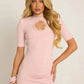 Women Polka Dot Sexy Mini Dress Lace Trim High Neck Cutout Long Sleeve Bodycon Short Dress Club Party Night Out Dresses