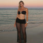 Two Piece Set See Through Lace Long Skirt Tube Top Beach Vacation Outfits Sexy Summer Clothes for Woman