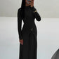 Elegant Long Sleeve Ruched Sexy Maxi Dress Women Gown Autumn Fashion Draped Bodycon Long Dresses Female Clothing