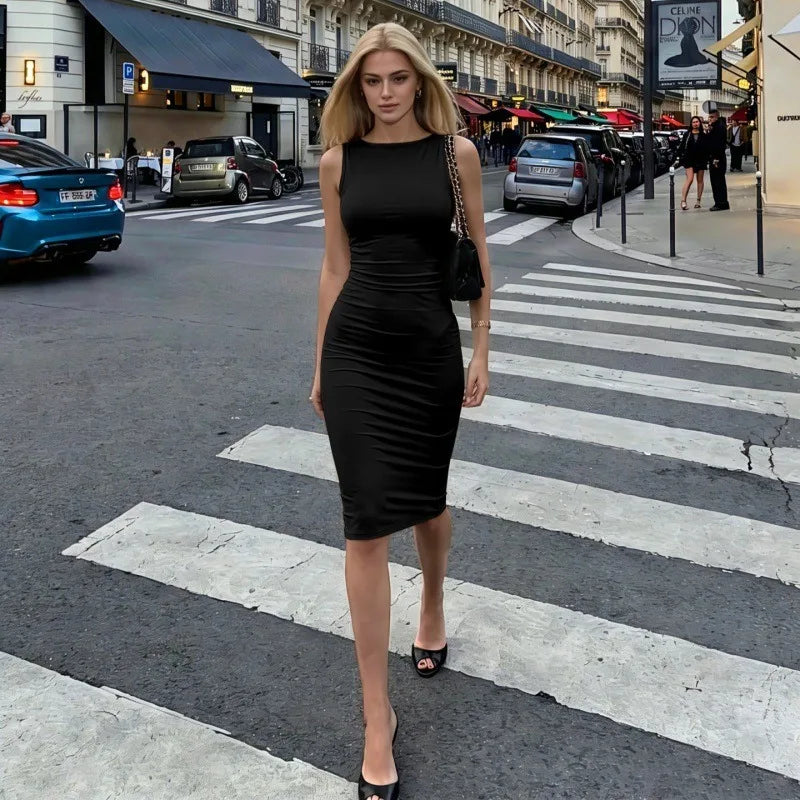Sleeveless Midi Dress Business Fashion Woman Elegant Bodycon Dresses