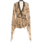 Sequins Patchwork Dress Woman Autumn Trend Floral Print Low-Neck Batwing Sleeve Street Ruched Elegant Mini Bodycon