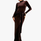 Velvet Long Sleeve Sexy Maxi Dress For Women Autumn Winter New Turtleneck Draped Ruched Bodycon Sexy Long Dress