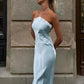 Bandages Elegant Backless Satin Dress Women Fashion Classic Halter Lace Patchwork Sleeveless Sexy Party Club Long Bodycon