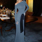 Long Sleeve Ruched Bow Sexy Maxi Dress For Women Autumn Fashion Patchwork O Neck Bodycon Club Party Long Dresses Female