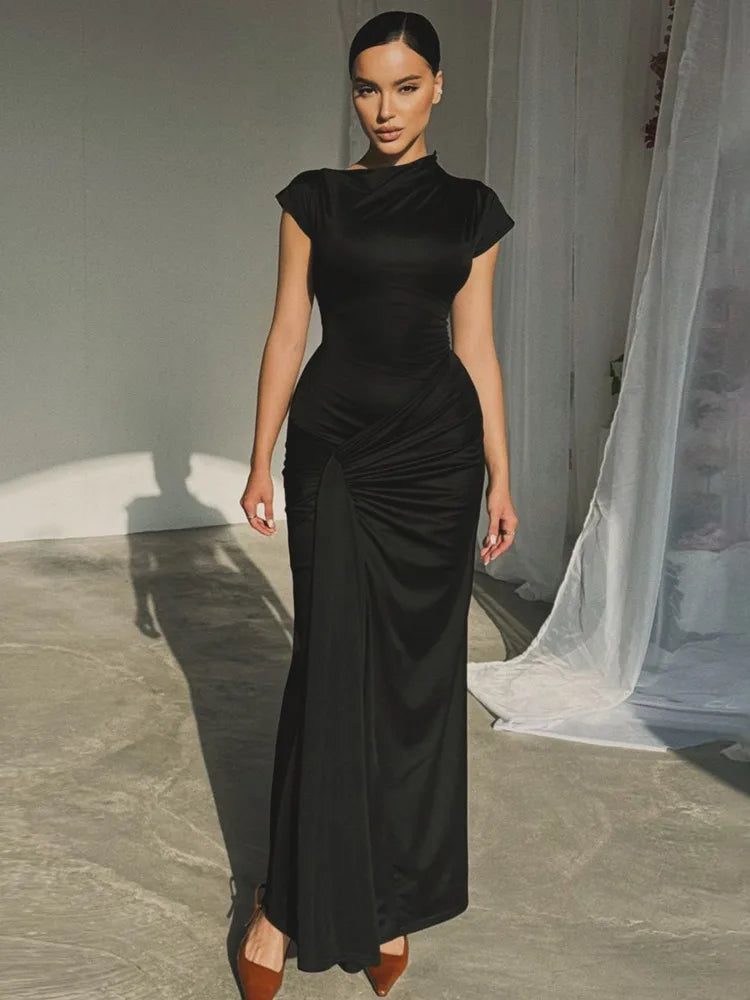 Women's Summer High Waist Sexy Maxi Dress O-Neck Sleeveless Bodycon Lace Up  Fashion Evening Party Long Dresss
