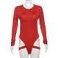 Women Night Club Bodysuit Crew Neck Long Sleeve Backless Solid Color Jumpsuit Sexy Skinny Bodycon Sleepwear