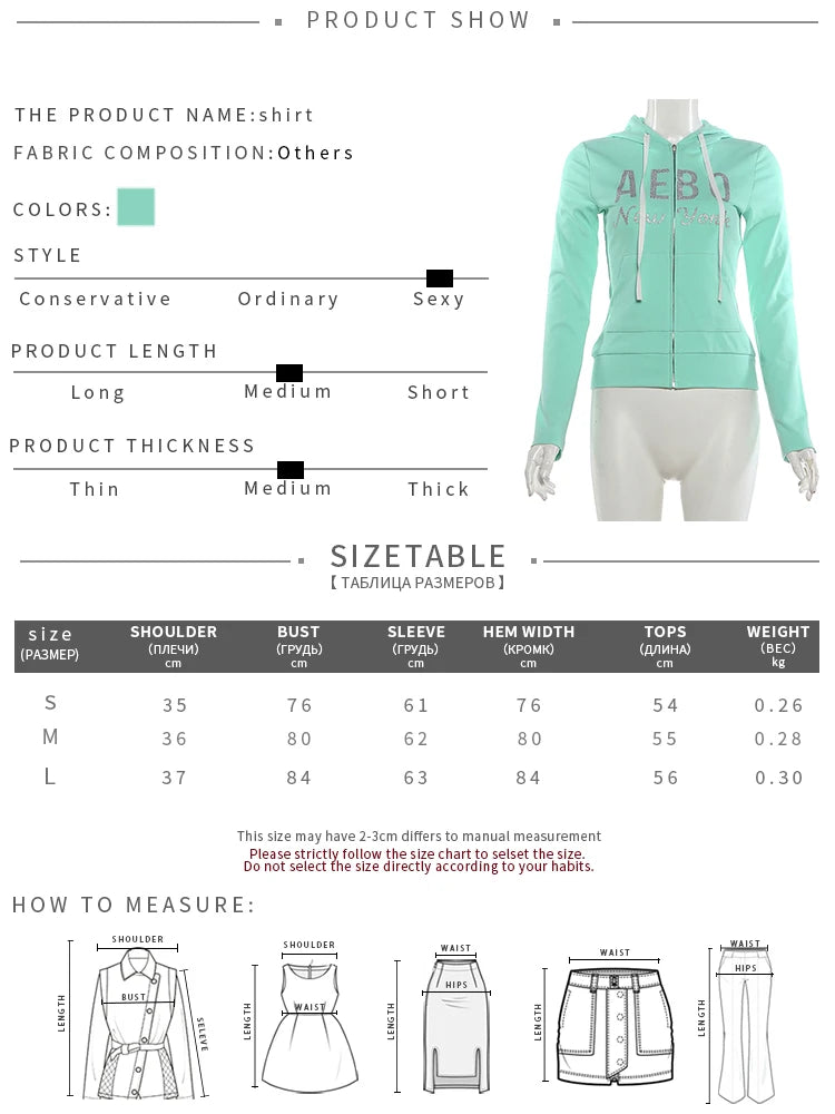 Letter Print Hooded Crop Tops Zipper Full Sleeve Drawstring Stretch Skinny Sporty Style Autumn Trend Daily Streetwear