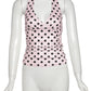 Polka Dot Print Vest Women Y2K Lace-Up Backless Halter v-Neck Skinny Summer Trend Daily  Street Basic Chic Tank Tops